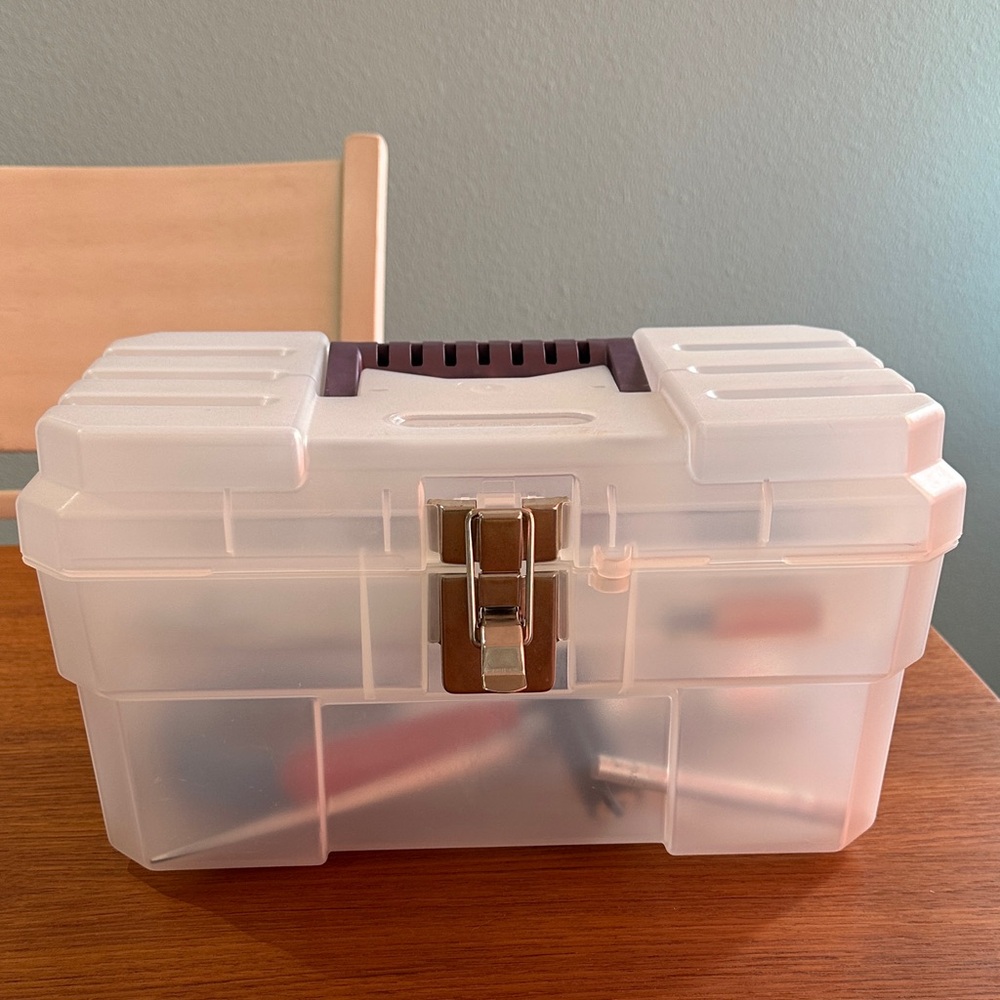 Assorted tools and box